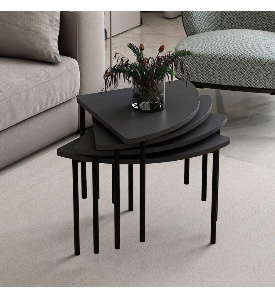 Table basse, Anthracite, PANNEAU DE PARTICULES 100 % REVÊTU DE MÉLAMINE