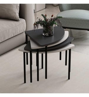 Table basse, blanc, anthracite, PANNEAU DE PARTICULES 100 % REVÊTU DE MÉLAMINE