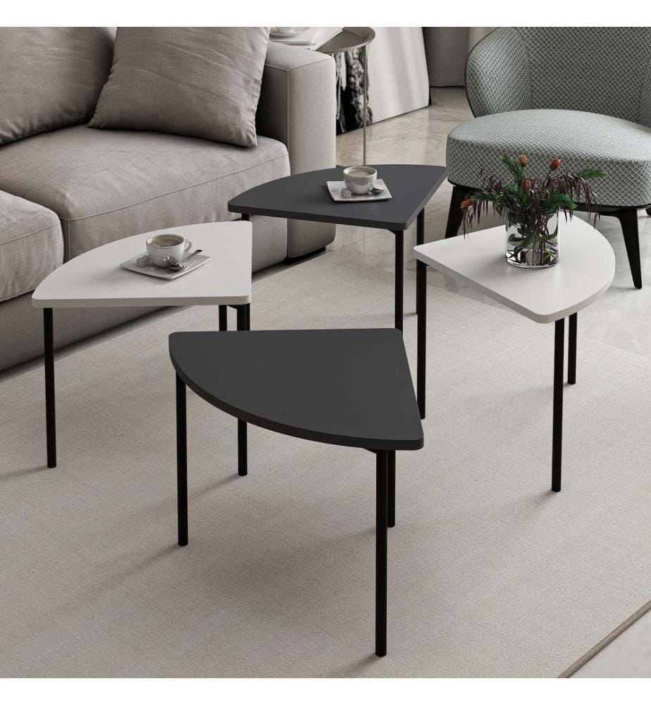 Table basse, blanc, anthracite, PANNEAU DE PARTICULES 100 % REVÊTU DE MÉLAMINE