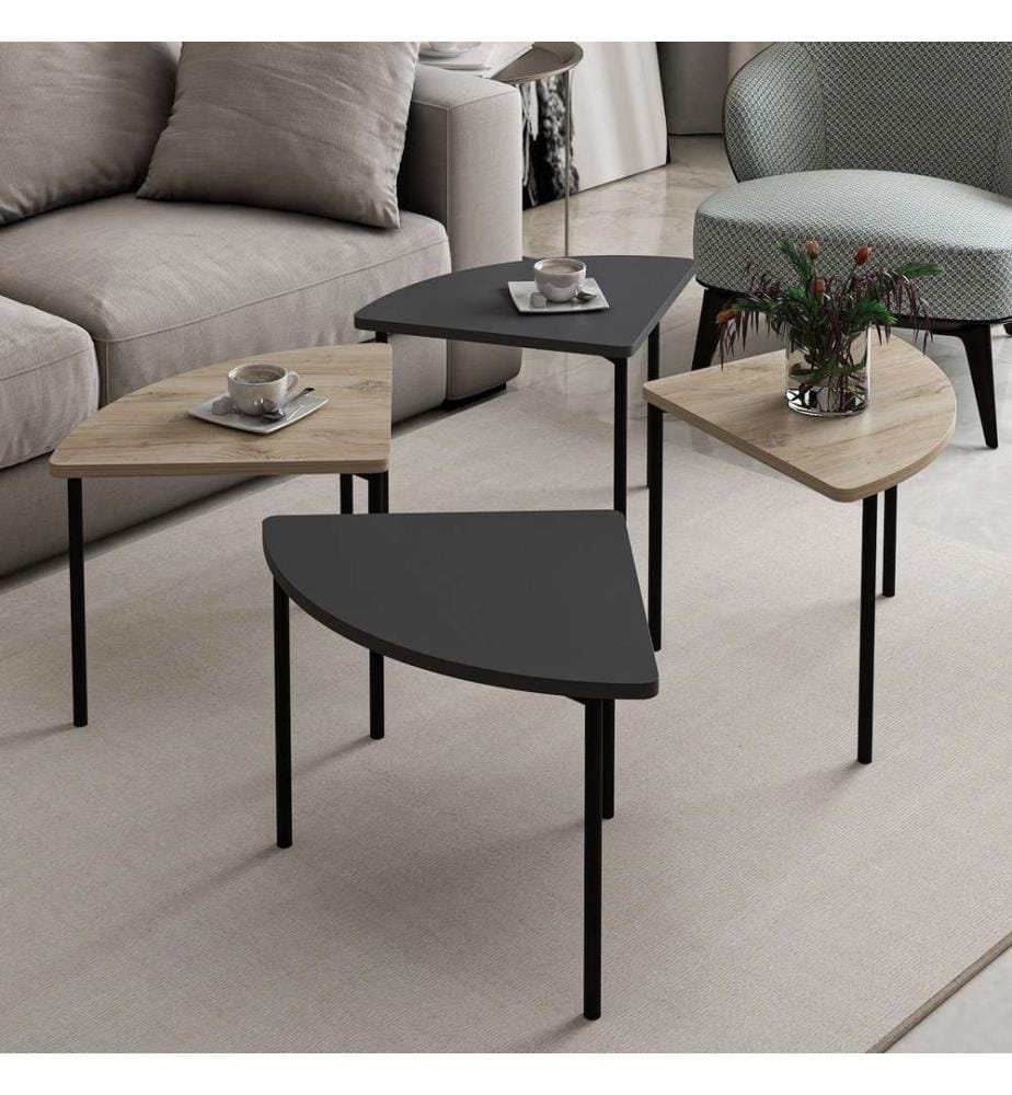 Table basse, Anthracite, PANNEAU DE PARTICULES 100 % REVÊTU DE MÉLAMINE