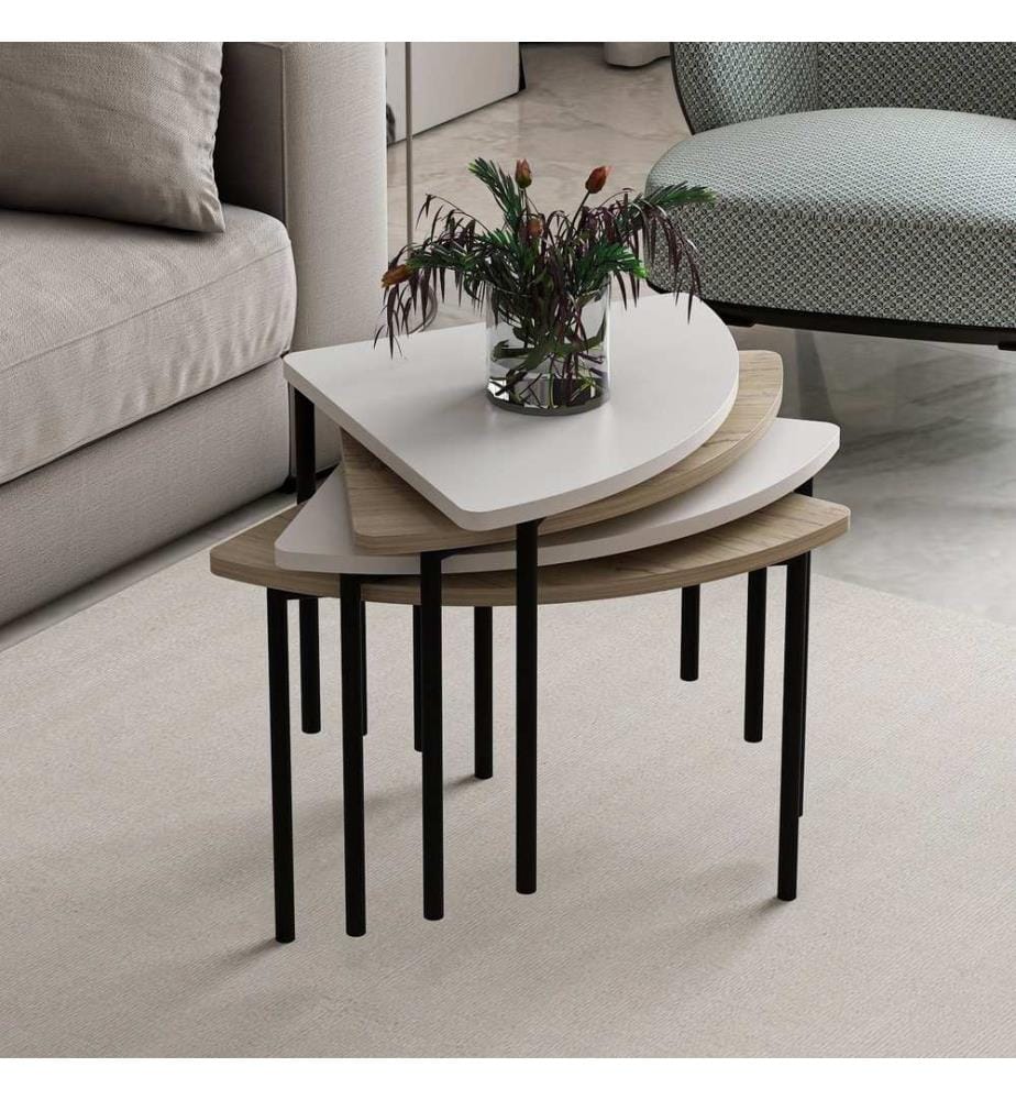 Table basse, blanc, PANNEAU DE PARTICULES ENTIÈREMENT REVÊTU DE MÉLAMINE