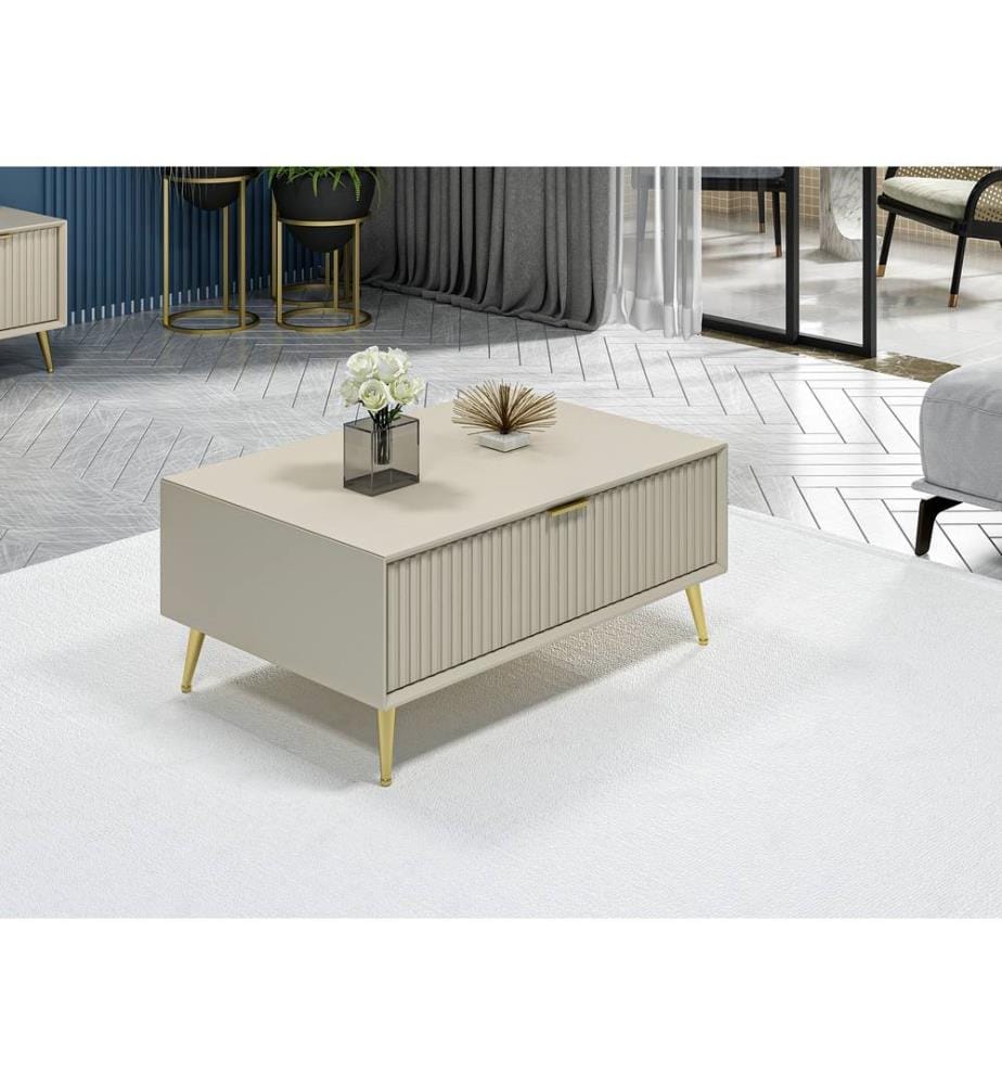 Table basse, grès, panneau de particules 100 % mélaminé