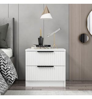 Table de nuit, blanc, panneau de particules mélaminé