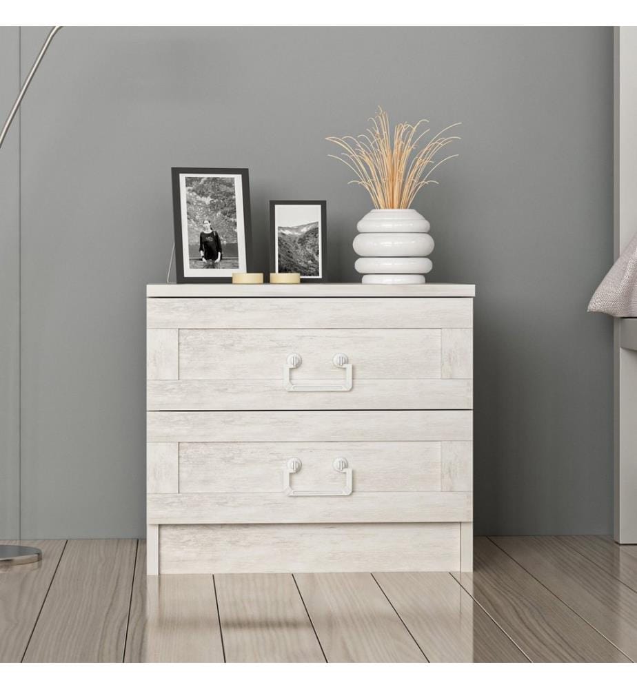 Table de nuit, blanc, panneau de particules mélaminé