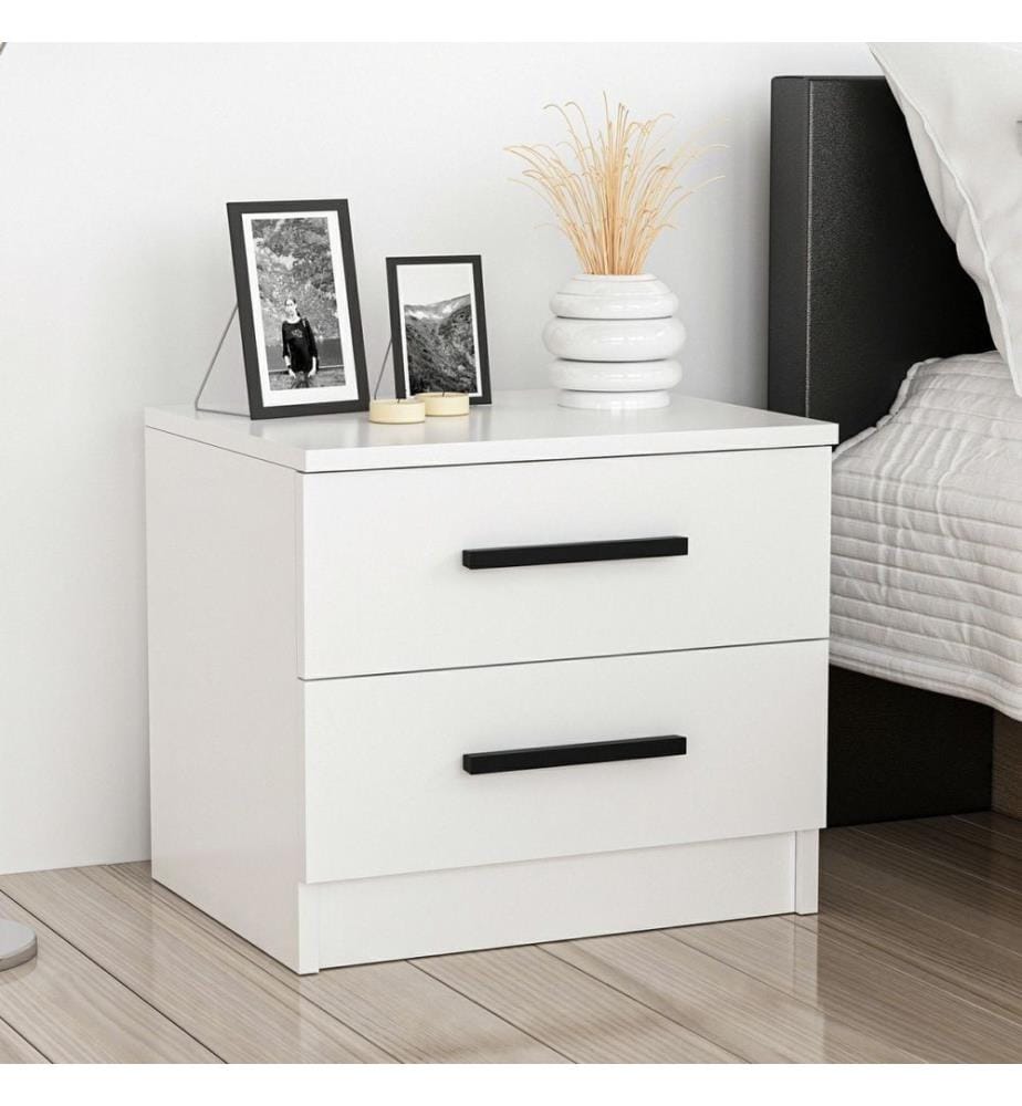 Table de nuit, blanc, panneau de particules mélaminé