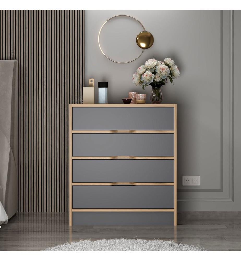 Buffet, Noyer, Anthracite, Panneau de particules mélaminé
