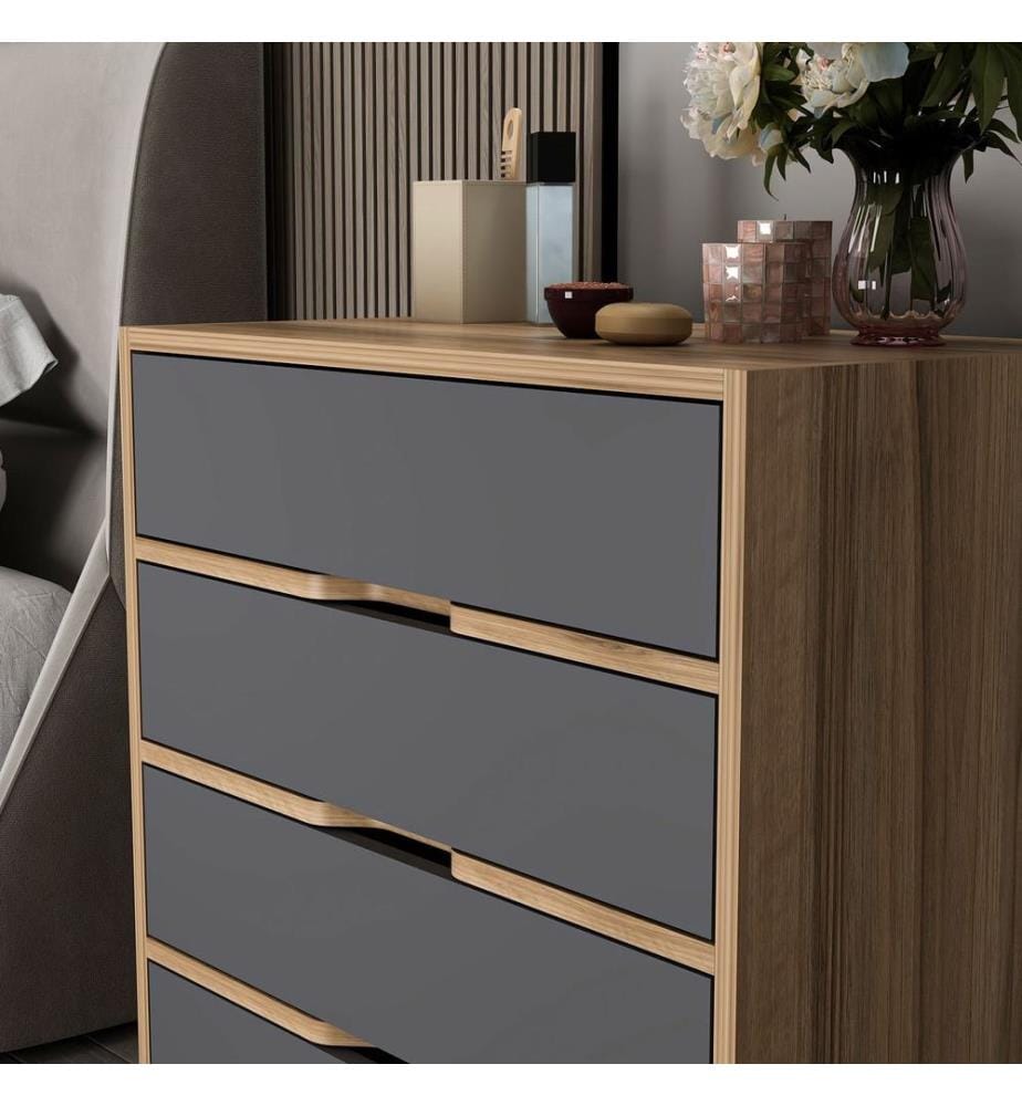 Buffet, Noyer, Anthracite, Panneau de particules mélaminé