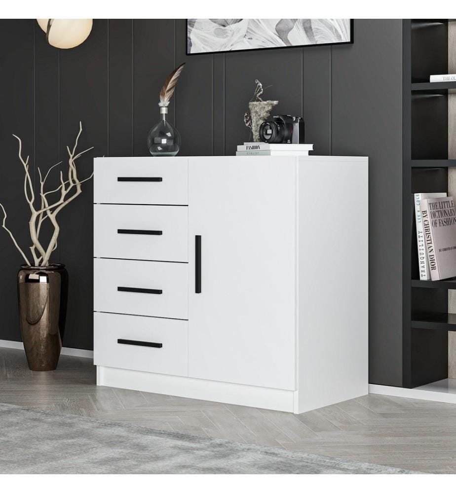 Buffet, blanc, panneau de particules mélaminé