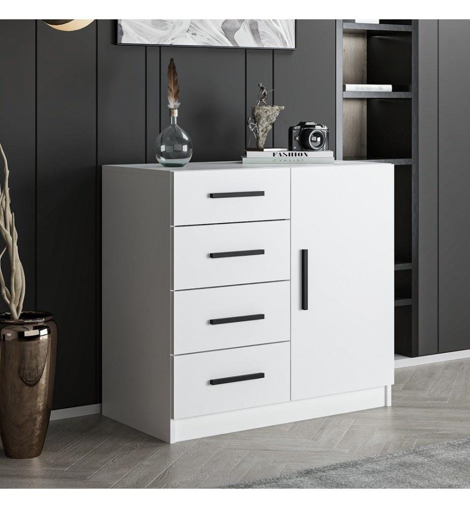 Buffet, blanc, panneau de particules mélaminé