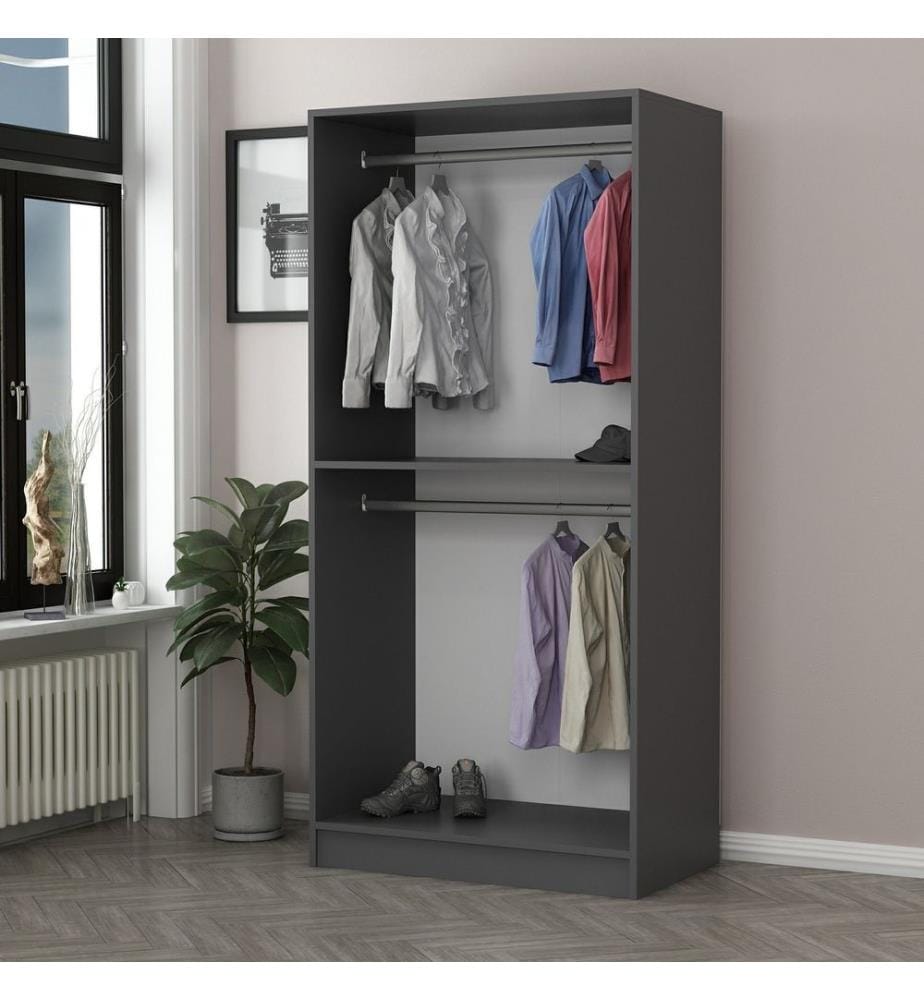 Kleiderschrank, Anthrazit, Melaminharzbeschichtete Spanplatte