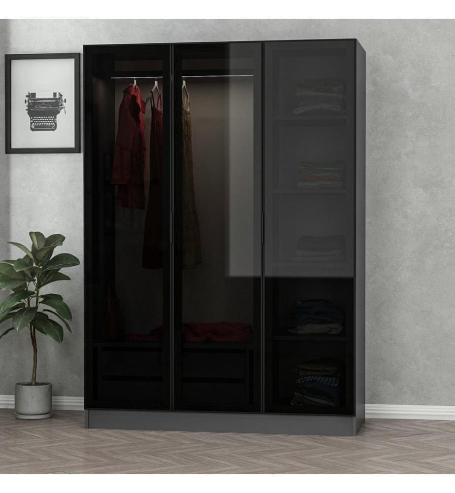 Armoire, Anthracite, Noir, Panneau de particules mélaminé