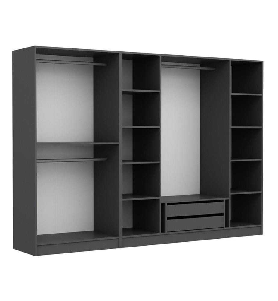 Kleiderschrank, Anthrazit, Melaminharzbeschichtete Spanplatte