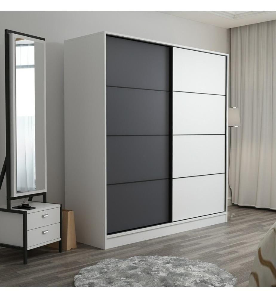 Armoire, blanche, anthracite, panneau de particules mélaminé