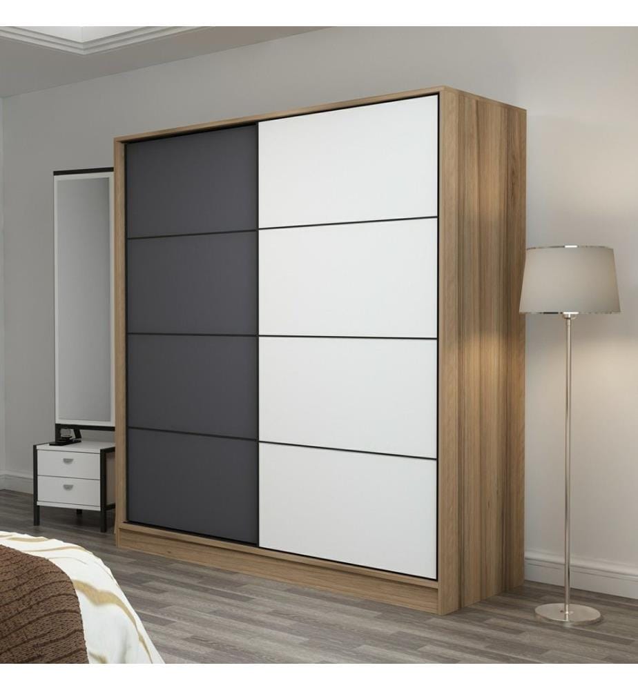 Wardrobe, Dore, Anthracite, White, Melamine Coated Particle Board