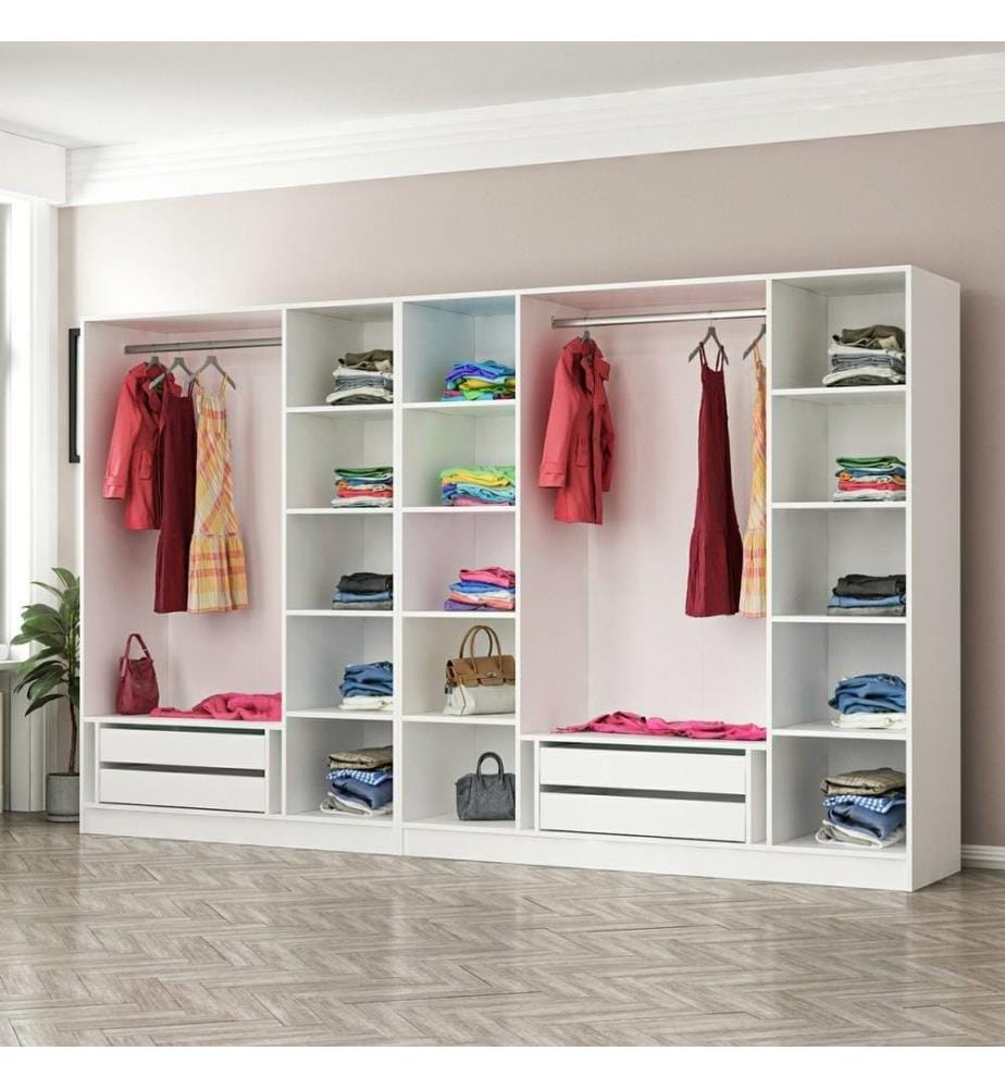 Kleiderschrank, Weiss, Melaminharzbeschichtete Spanplatte
