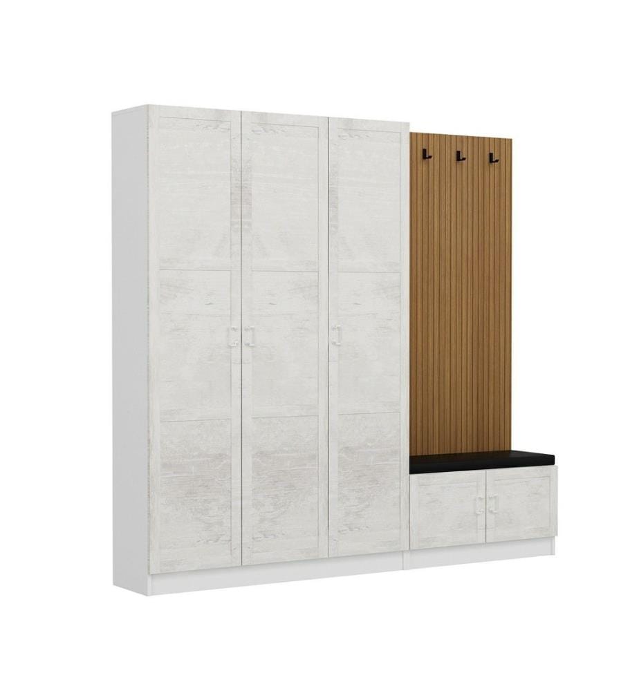 Hall Stand, White, Melamine Coated Particle Board