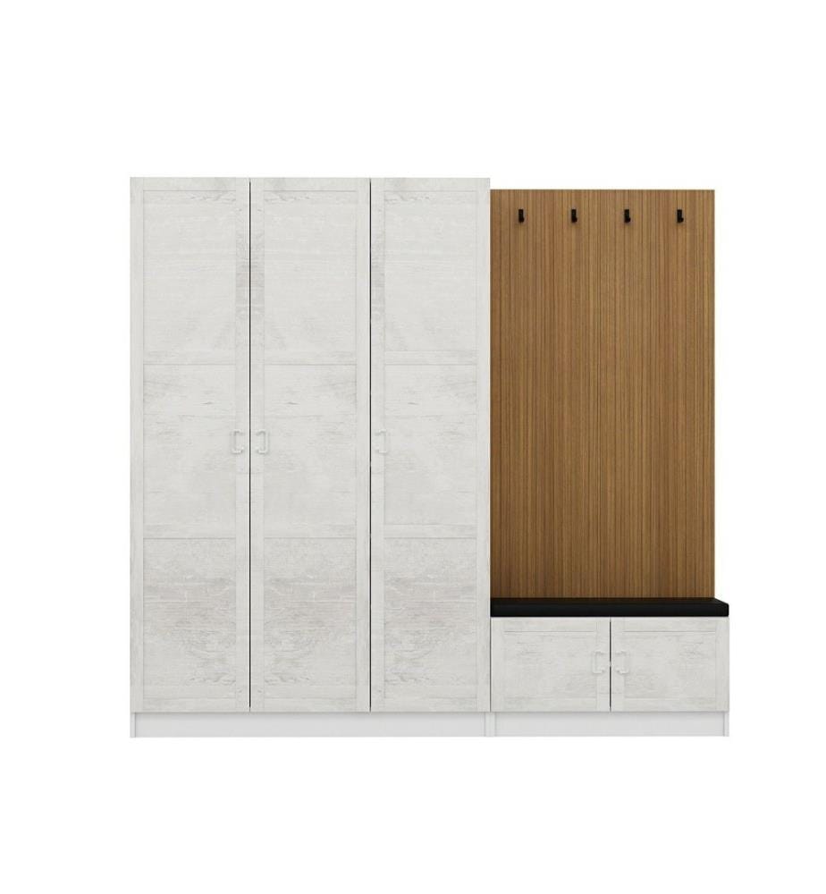 Hall Stand, White, Melamine Coated Particle Board