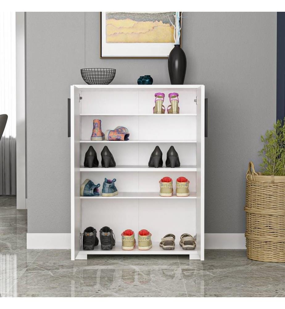 Meuble à chaussures, blanc, panneau de particules mélaminé