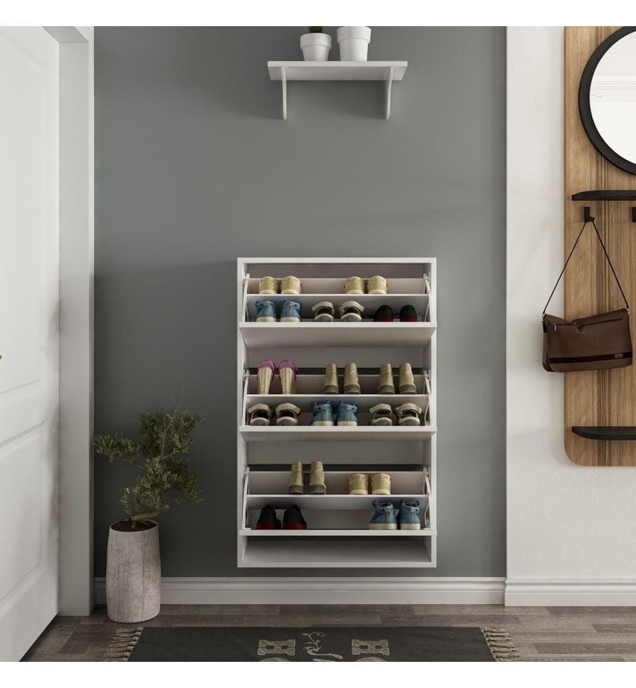 Meuble à chaussures, blanc, panneau de particules mélaminé