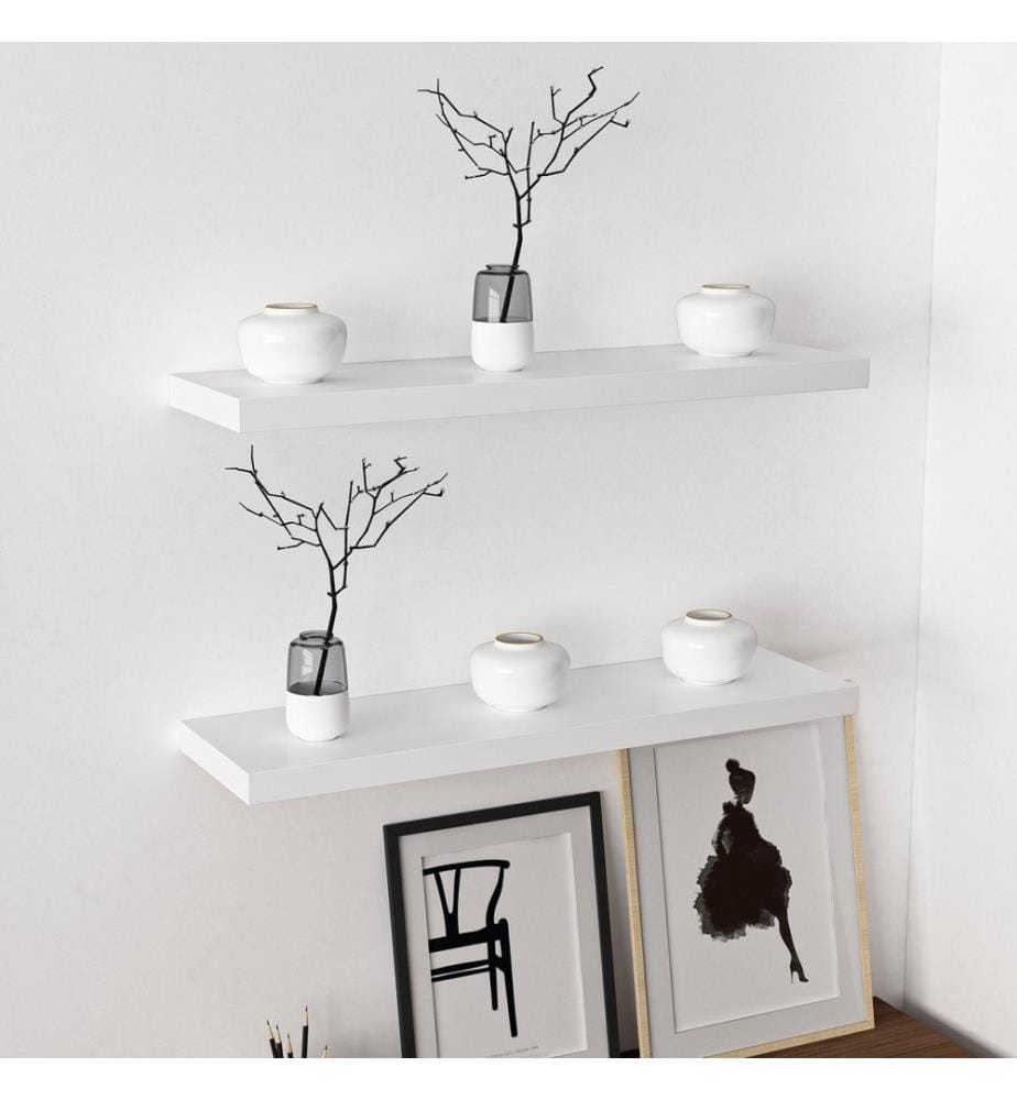 Etagère murale, blanc, panneau de particules mélaminé