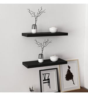Etagère murale, noir, panneau de particules mélaminé