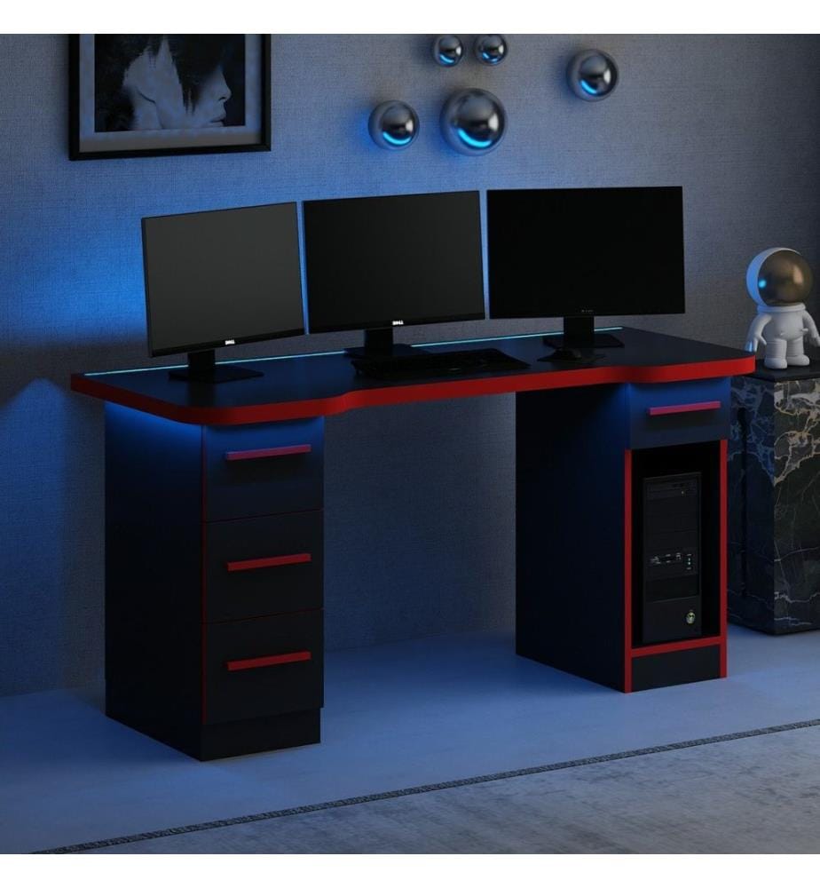 Pupitre de jeu, Noir, Rouge, Panneau de particules mélaminé