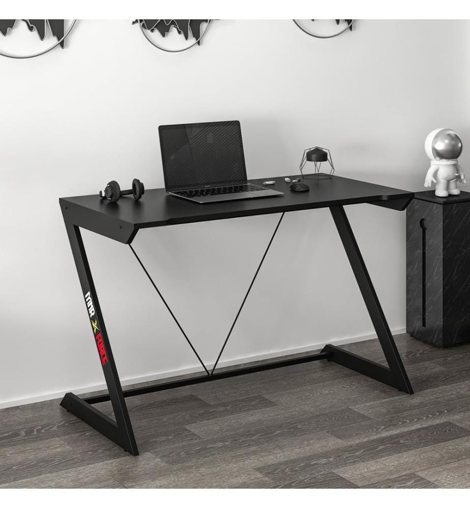 Bureau de jeu, noir, panneau de particules mélaminé
