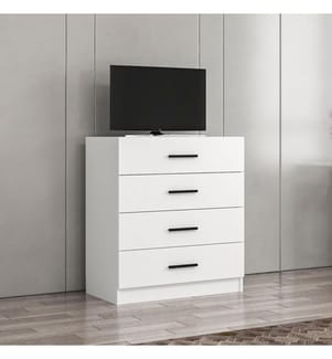 Buffet, blanc, panneau de particules mélaminé