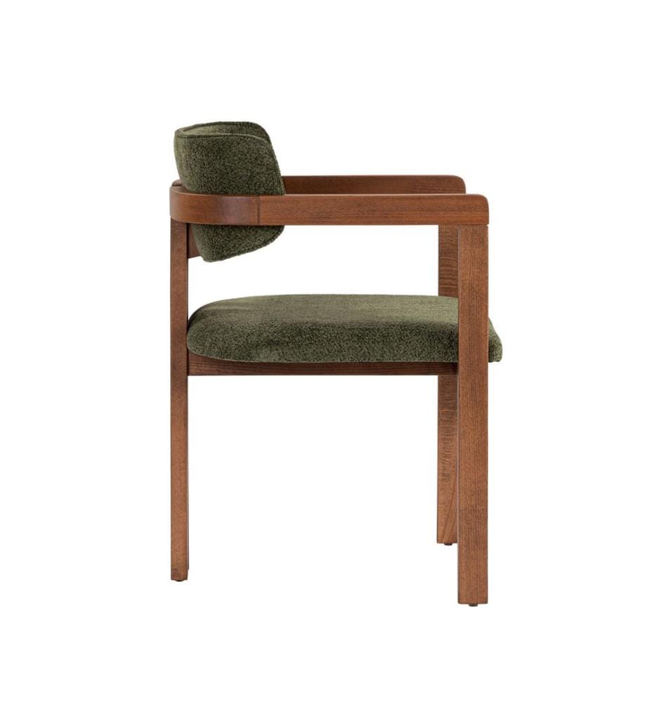 Chaise verte en noyer, 100 % hêtre.
