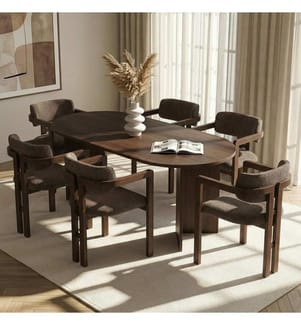 Ensemble table et chaises de salle à manger, 7 pièces, noyer Milano, noyer foncé, marron, panneau de particules 100 % recouvert de mélamine