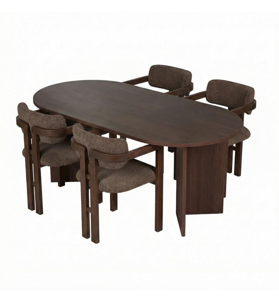 Ensemble table et chaises de salle à manger, 5 pièces, noyer Milano, noyer foncé, marron, panneau de particules 100 % recouvert de mélamine