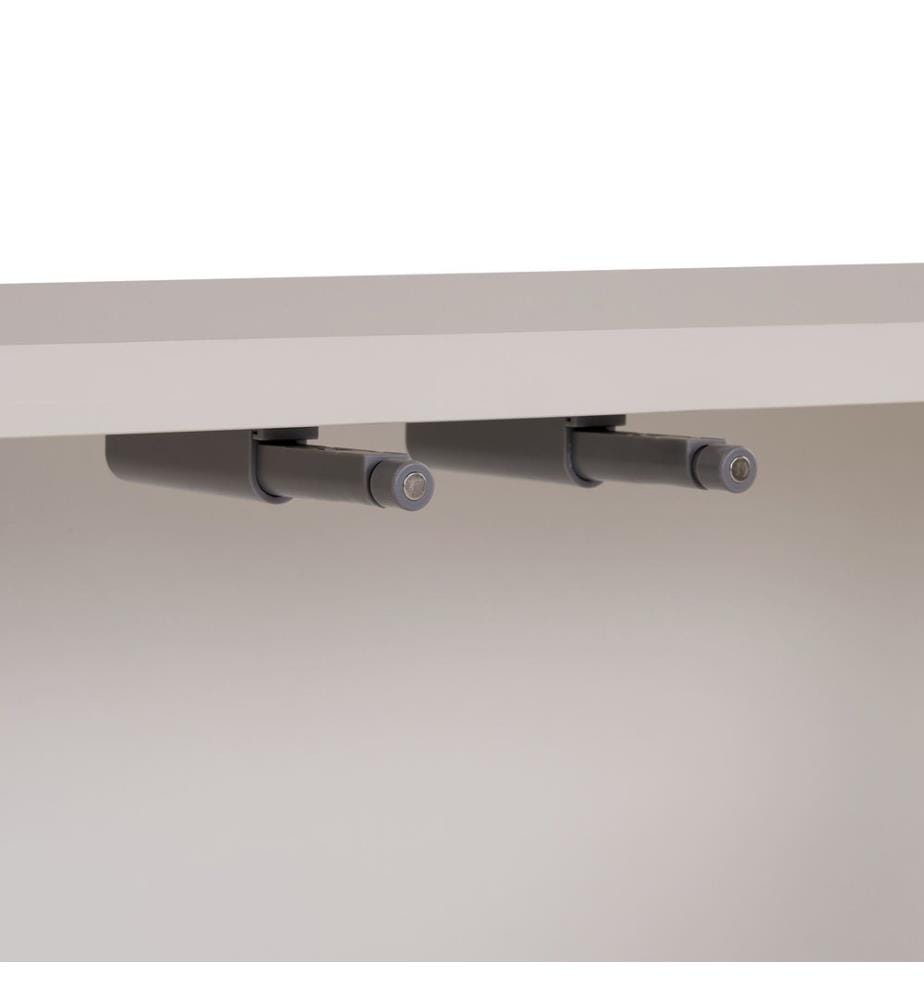Mobile porta TV, color crema, in pannello di particelle rivestito in melamina al 100%.