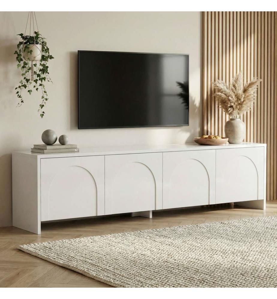 Meuble TV, blanc, 100% PANNEAU DE PARTICULES REVÊTU DE MÉLAMINE