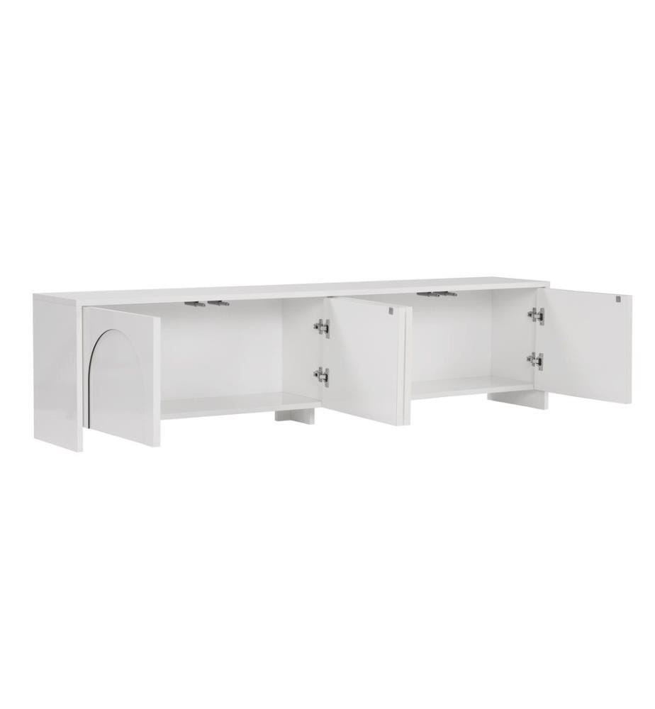 Meuble TV, blanc, 100% PANNEAU DE PARTICULES REVÊTU DE MÉLAMINE