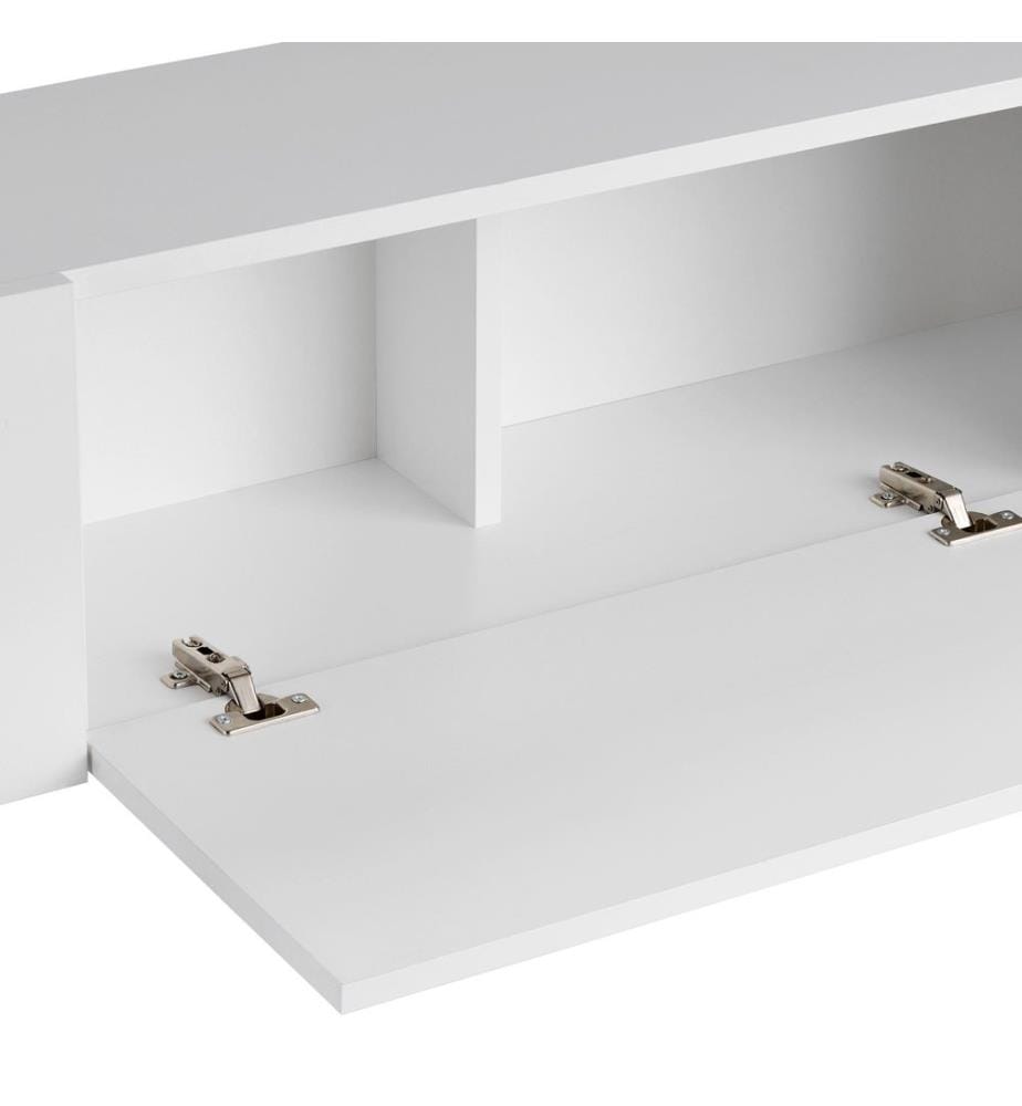 Meuble TV, blanc, doré, 100 % panneaux de particules recouverts de mélamine
