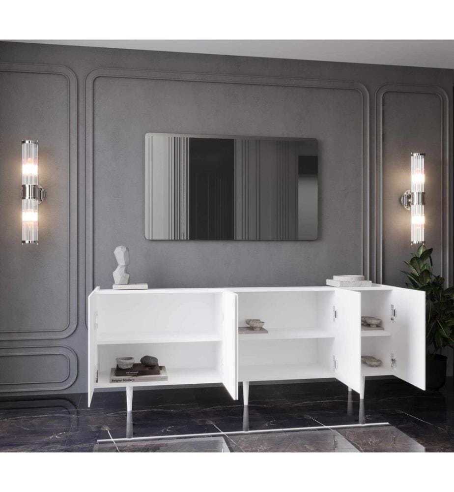 Console, MDF 100 % stratifié, blanc