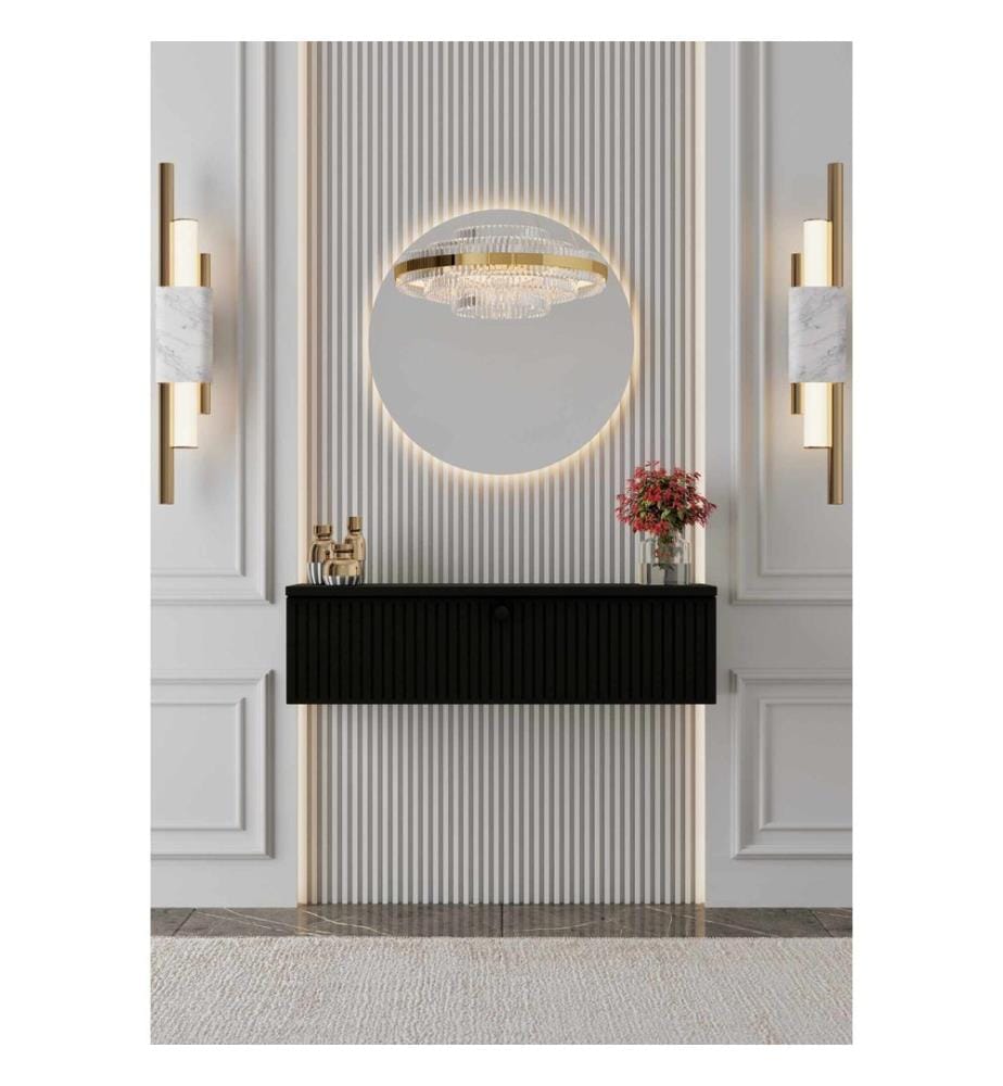 Sideboard, 100 % laminierte MDF-Platte, Schwarz