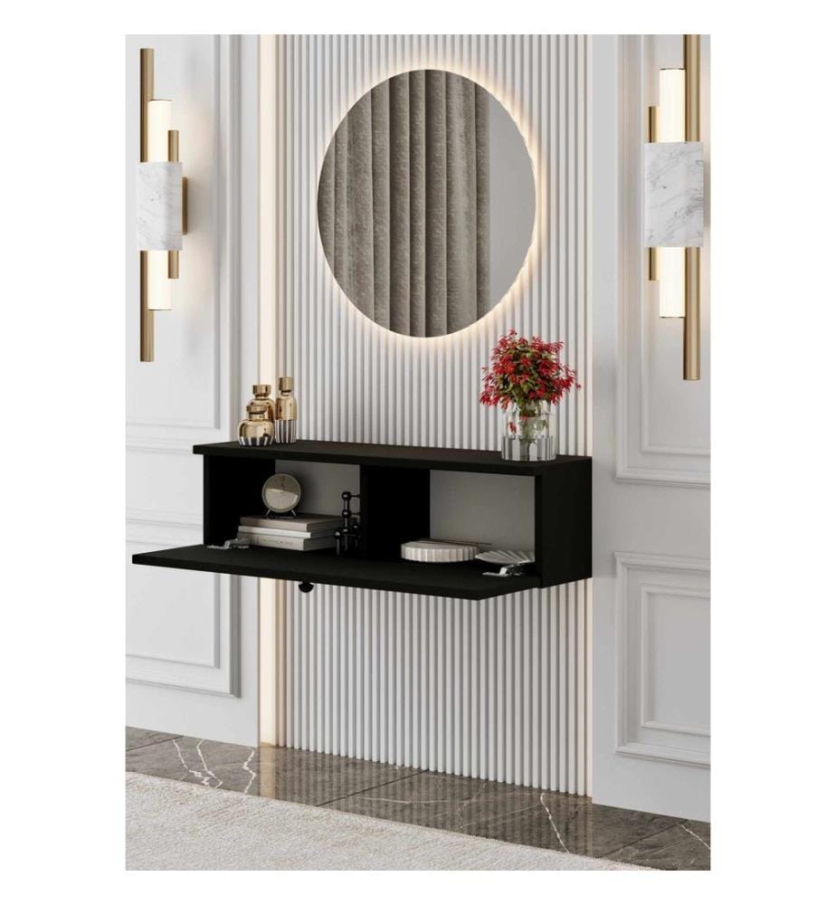 Sideboard, 100 % laminierte MDF-Platte, Schwarz