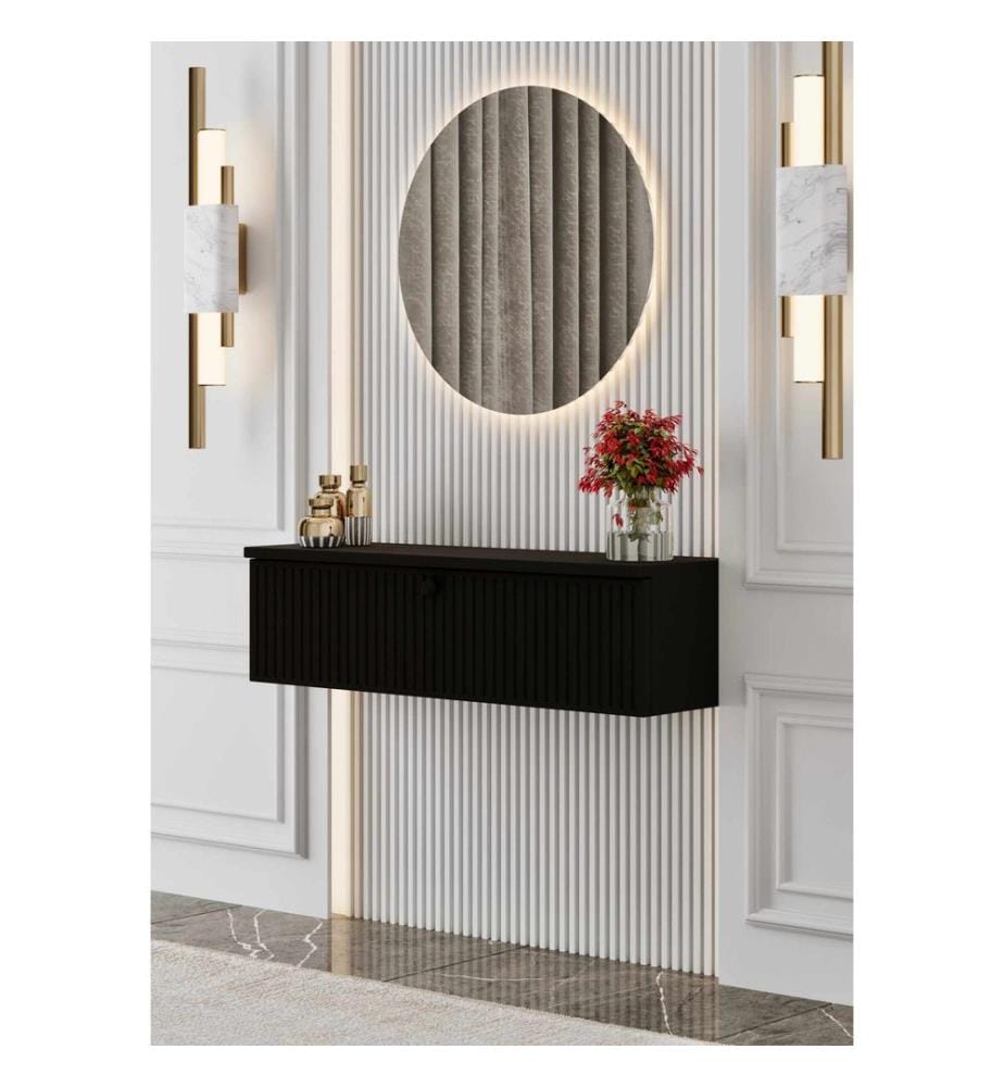 Sideboard, 100 % laminierte MDF-Platte, Schwarz