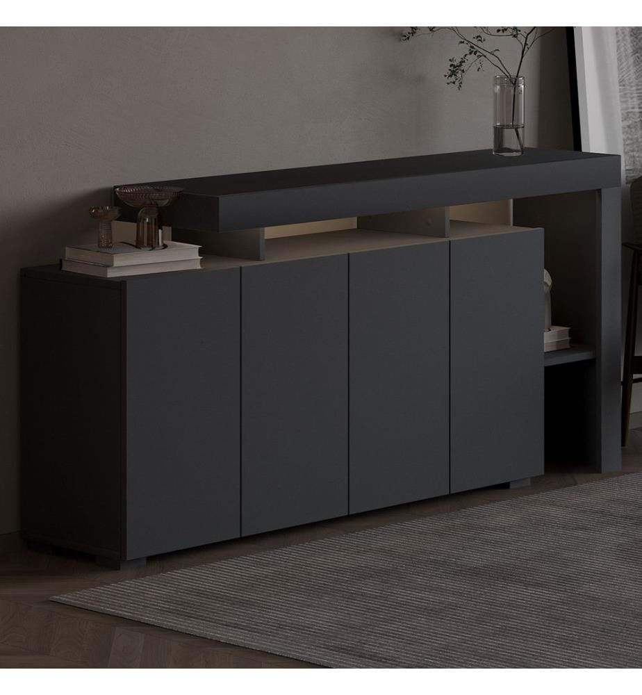 Console, panneau de particules 100 % mélaminé, anthracite