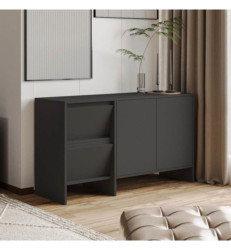 Console, panneau de particules 100 % mélaminé, anthracite