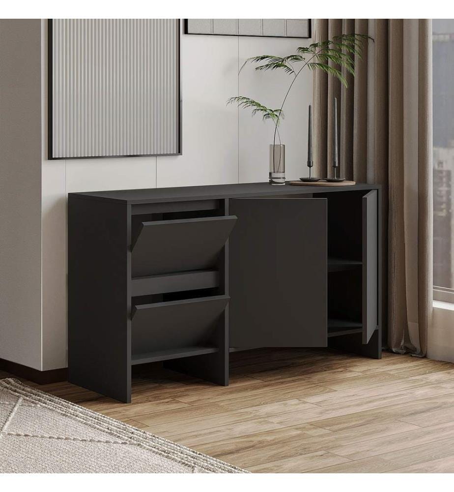 Console, panneau de particules 100 % mélaminé, anthracite