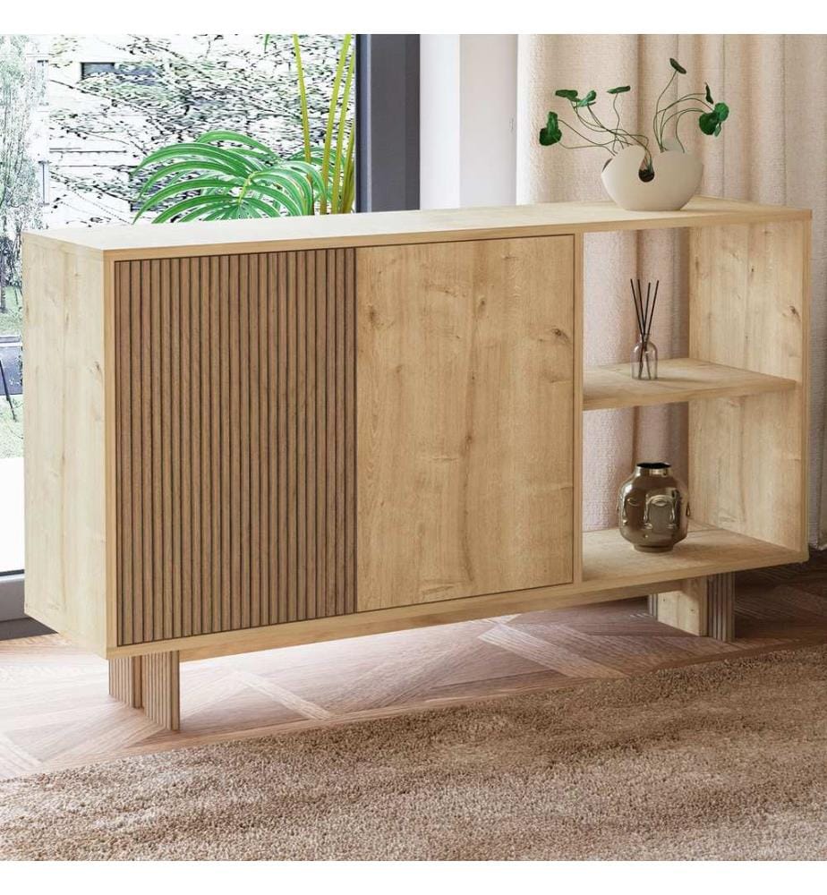 Konsole, 100 % melaminbeschichtete Spanplatte, Warme Eiche, Saphir-Eiche