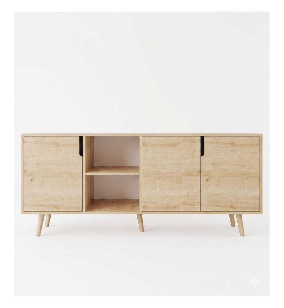 Console, panneaux de particules 100 % mélaminés, chêne saphir