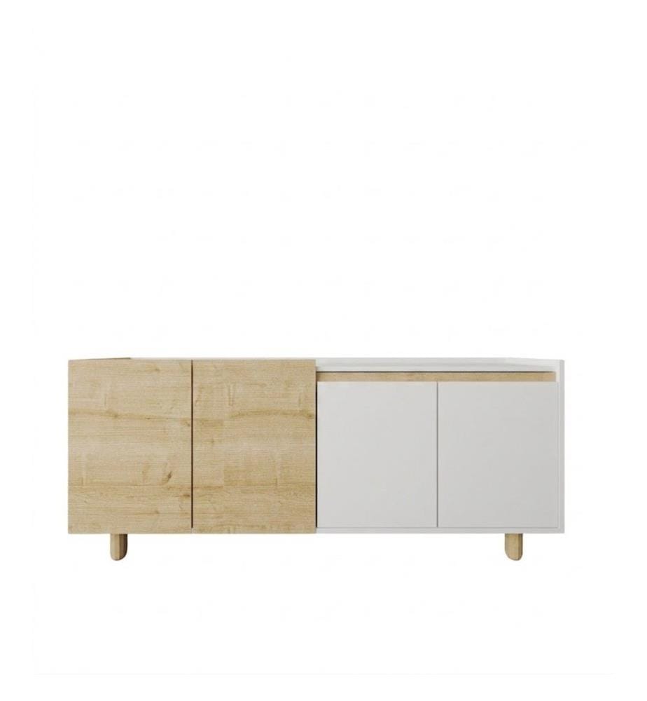 Console, panneaux de particules mélaminés, chêne saphir, blanc