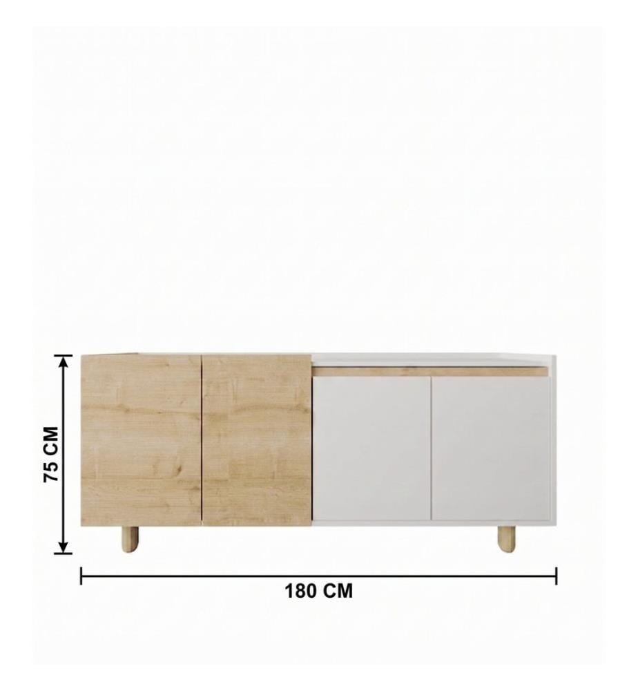 Console, panneaux de particules mélaminés, chêne saphir, blanc