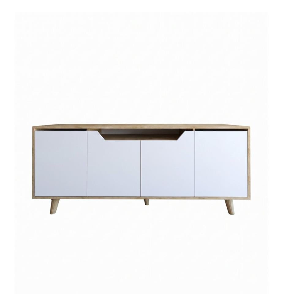 Console, panneaux de particules mélaminés, chêne saphir, blanc