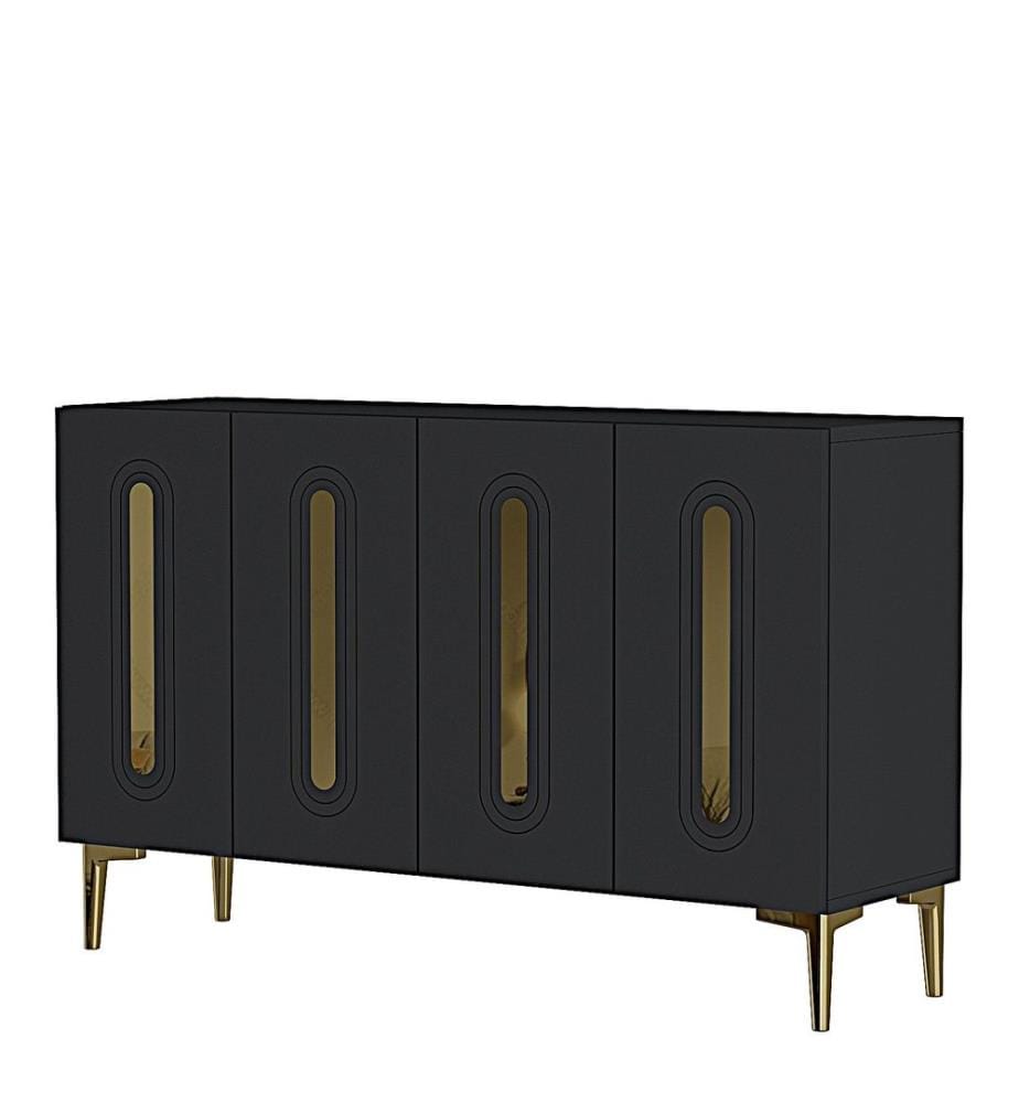 Console, panneau de particules 100 % mélaminé, anthracite, or