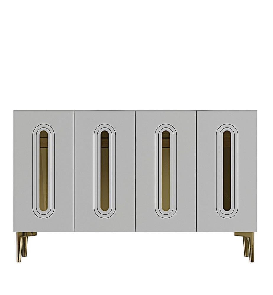 Console, panneau de particules 100 % mélaminé, blanc, or