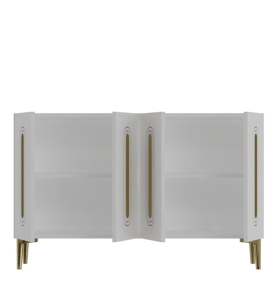 Console, panneau de particules 100 % mélaminé, blanc, or